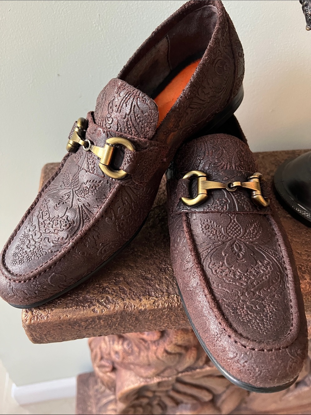 TALLIA Patritzio Brown Embossed Leather Bit Loafers